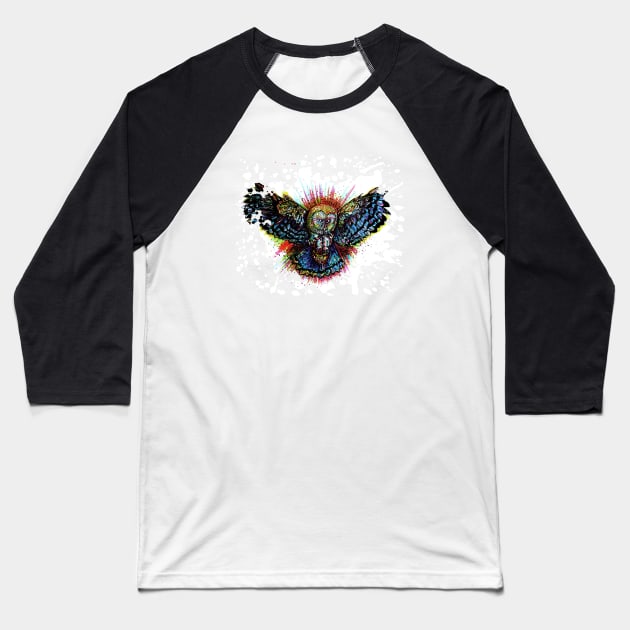 Color Barn Owl Baseball T-Shirt by adamzworld